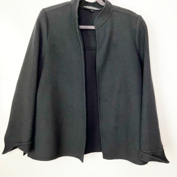 Ellen Tracy Stand Up Collar Open Front Jacket Black Size 14 - Picture 1 of 8